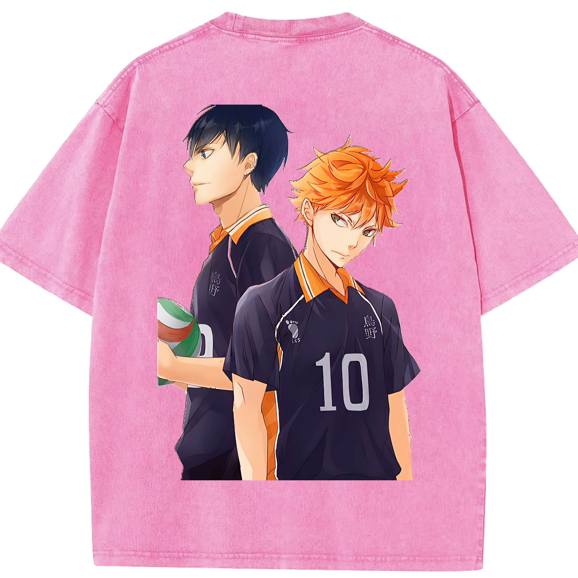 （画像用） ハイキュー!! Haikyu!! 綿100% ヴィンテージ風 半袖Tシャツ（背面プリント）
